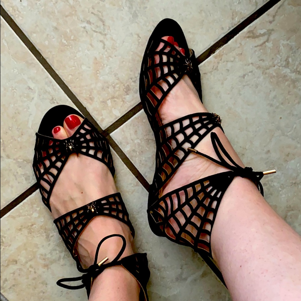 Rare Charlotte Olympia Spider web flat sandals